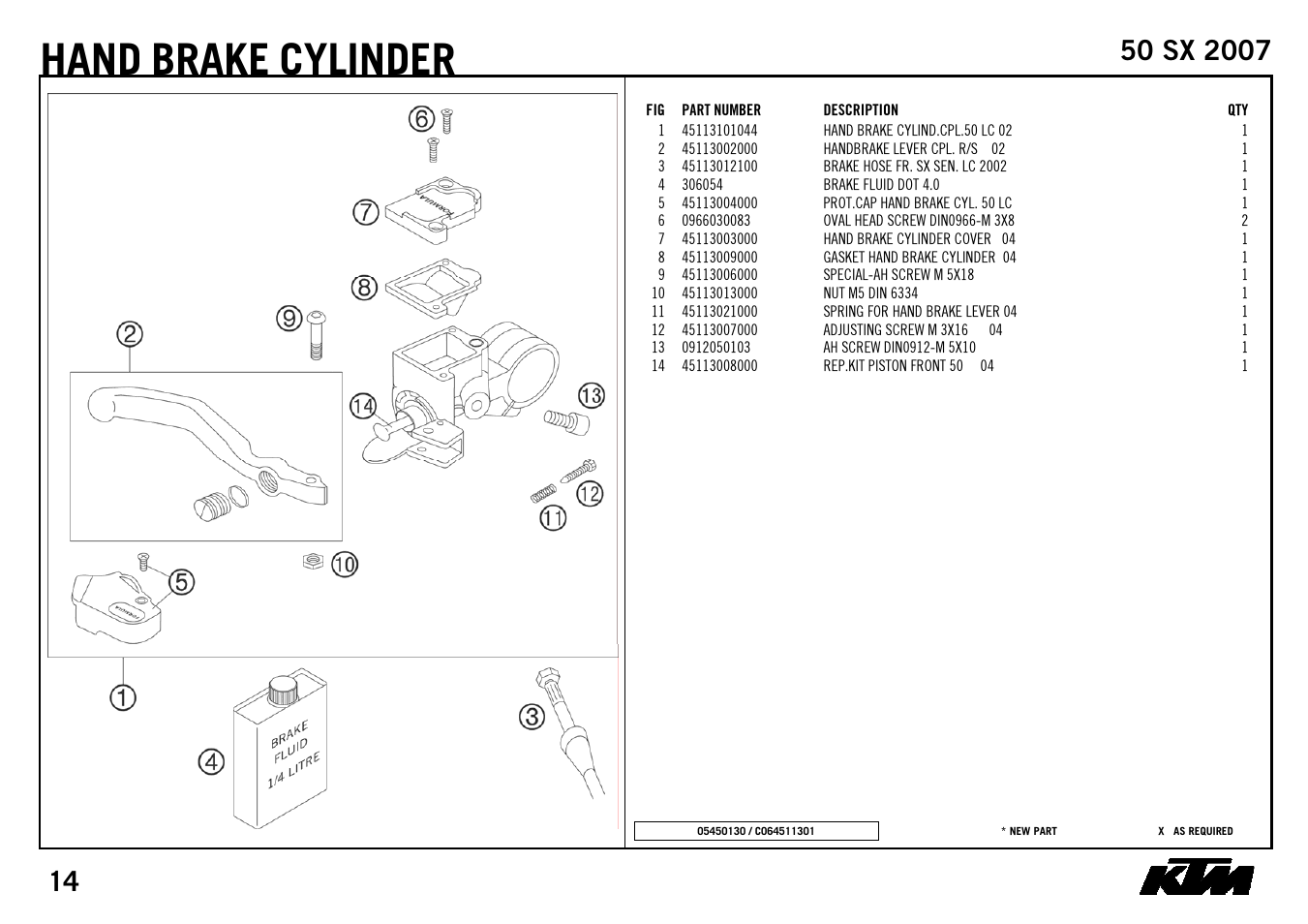 Hand, Brake cylinder | KTM 50 SX 2007 User Manual | Page 16 / 24