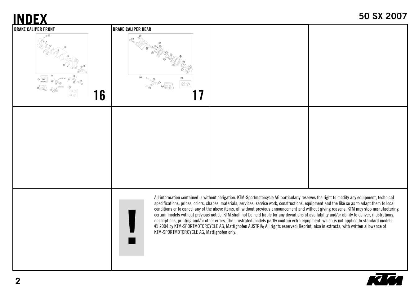 Index, 16 x, 17 x | KTM 50 SX 2007 User Manual | Page 4 / 24
