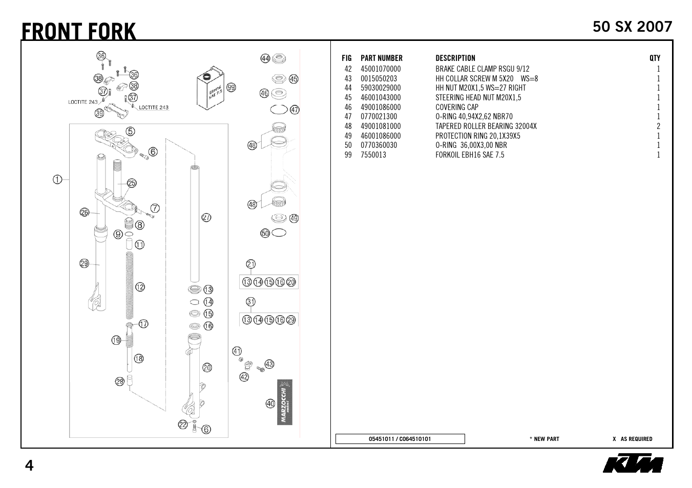 Front, Fork | KTM 50 SX 2007 User Manual | Page 6 / 24
