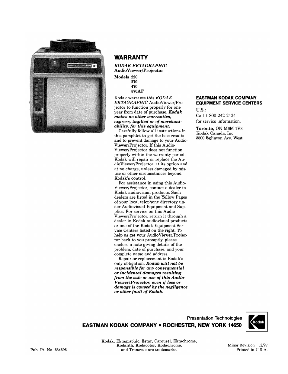 Kodak EKTAGRAPHIC 470 User Manual | Page 21 / 21