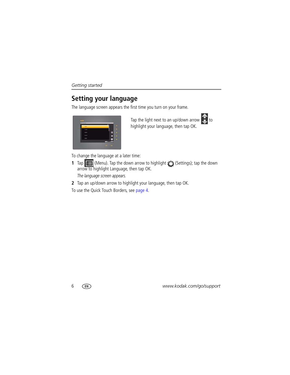 Setting your language | Kodak S730 User Manual | Page 12 / 61