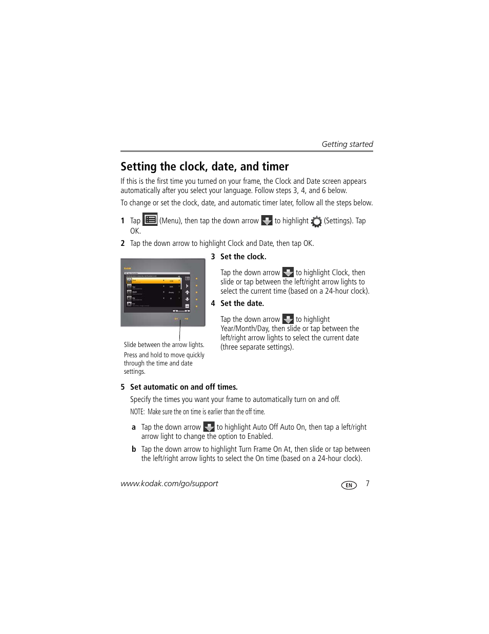 Setting the clock, date, and timer | Kodak S730 User Manual | Page 13 / 61