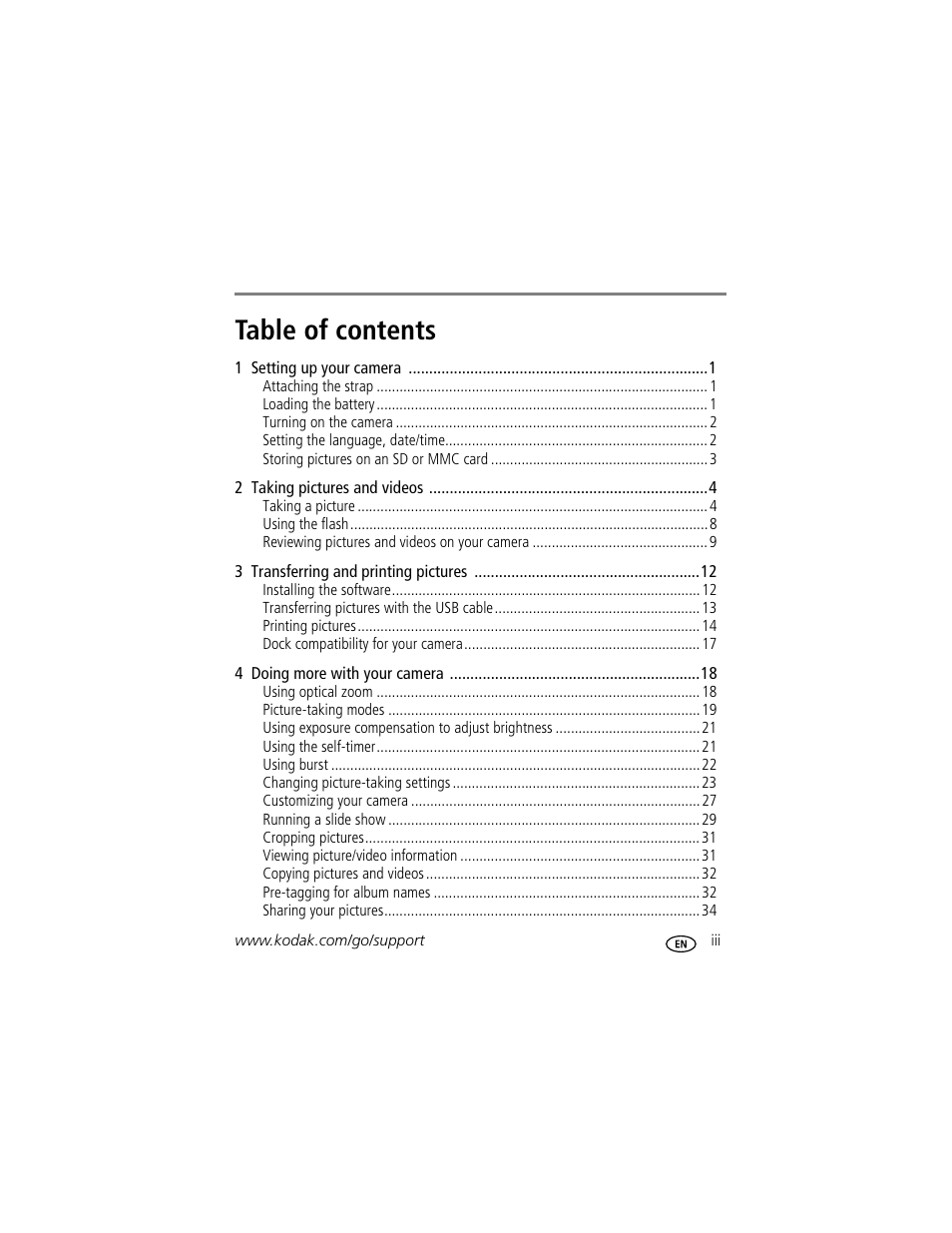 Kodak EASYSHARE C603 User Manual | Page 5 / 72
