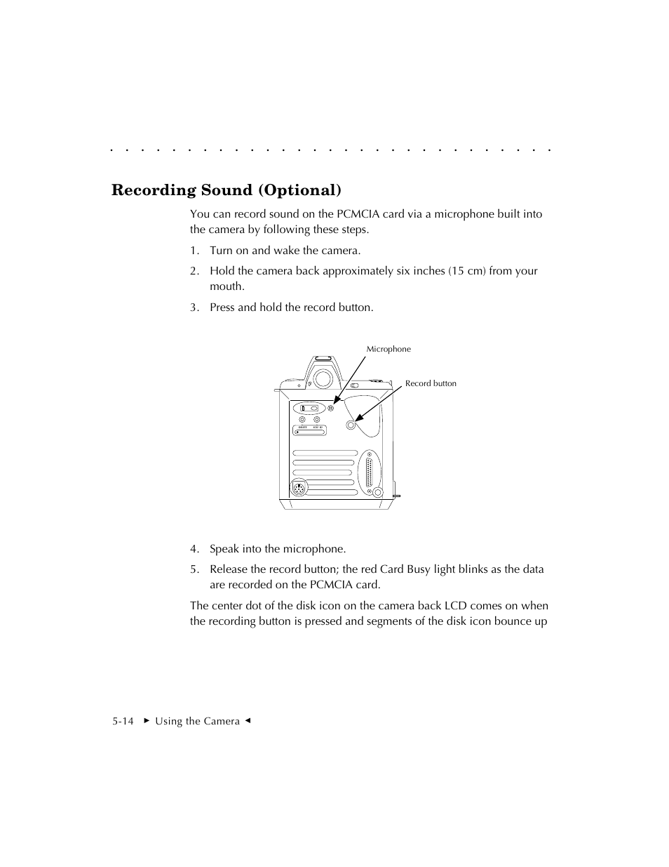 Recording sound (optional) | Kodak DCS 410 User Manual | Page 104 / 322