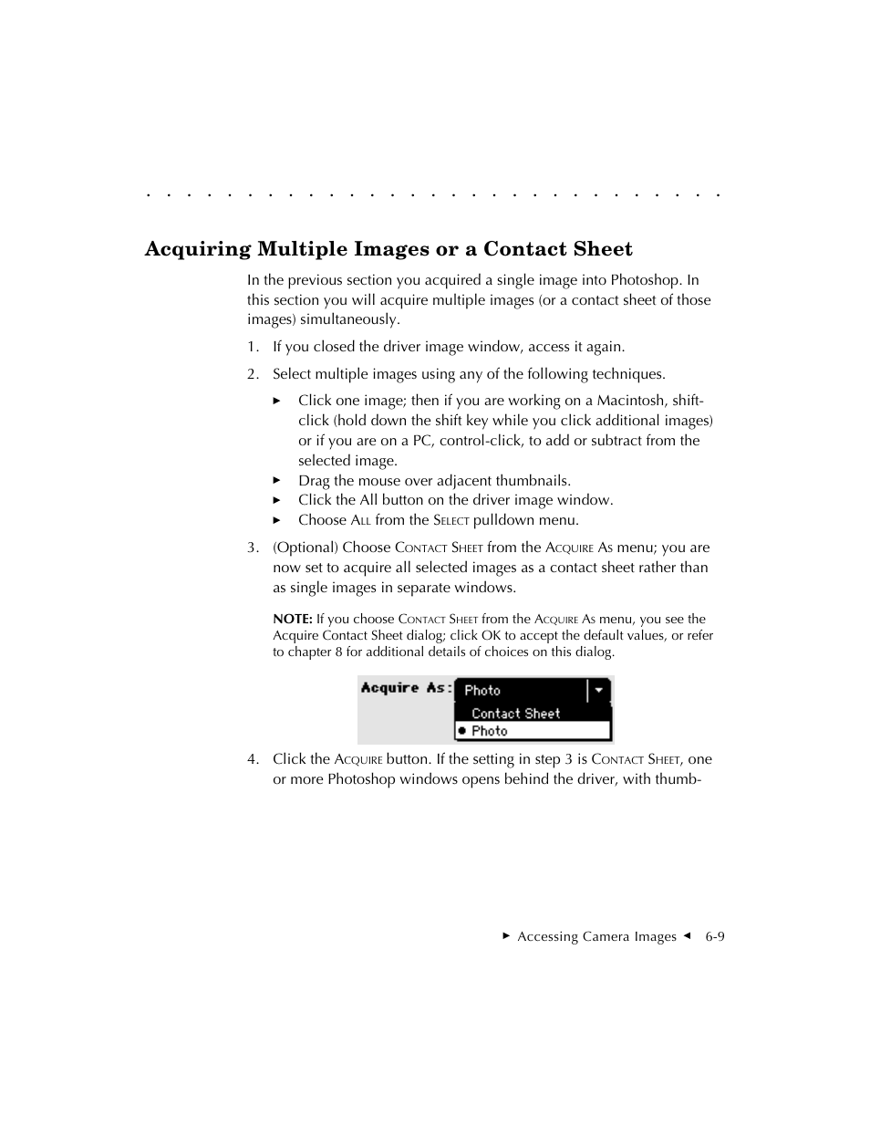 Acquiring multiple images or a contact sheet | Kodak DCS 410 User Manual | Page 117 / 322