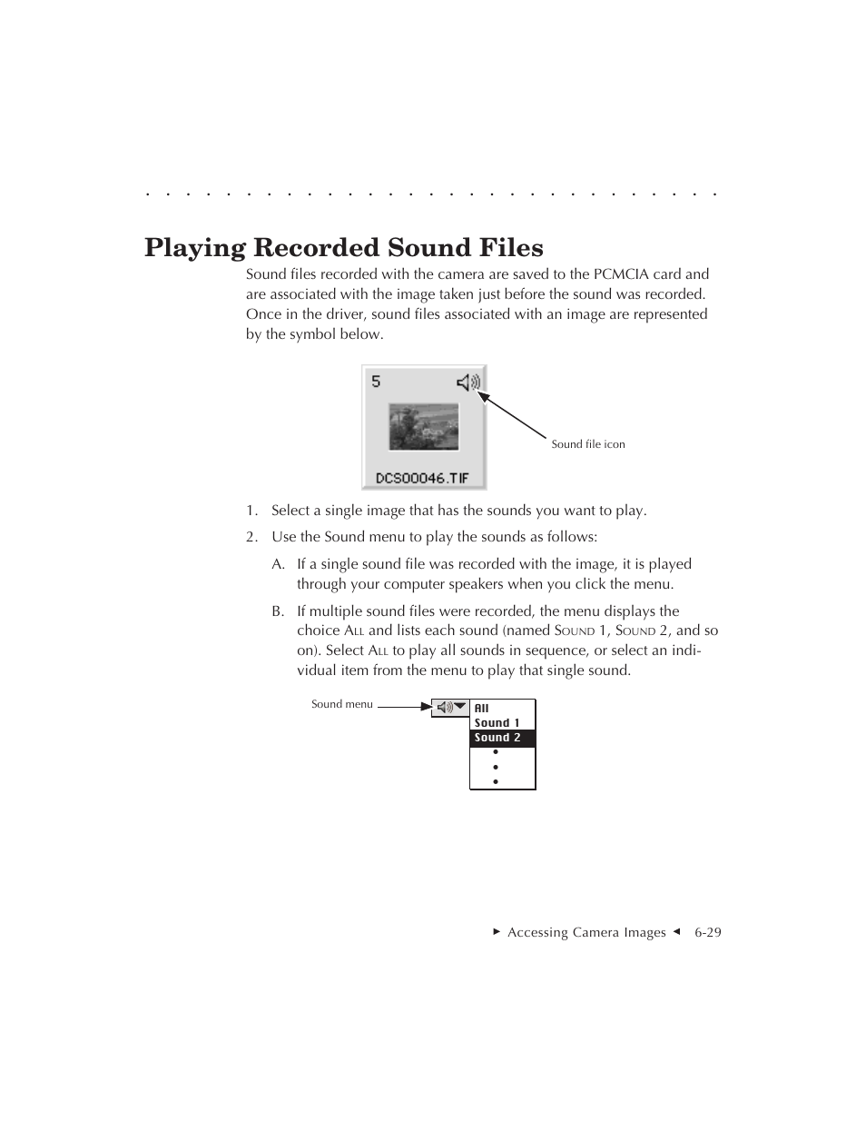 Playing recorded sound files | Kodak DCS 410 User Manual | Page 137 / 322