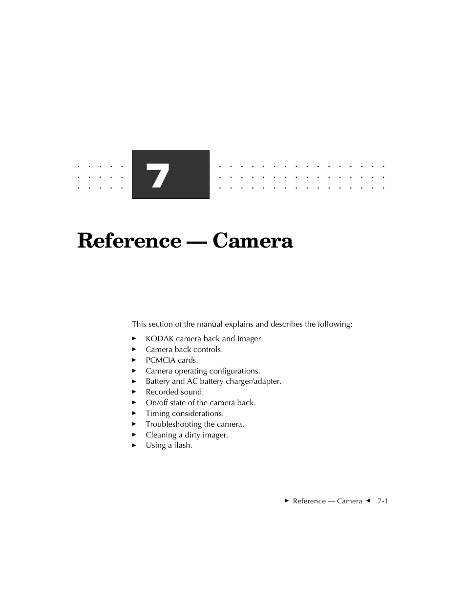 Reference — camera | Kodak DCS 410 User Manual | Page 143 / 322