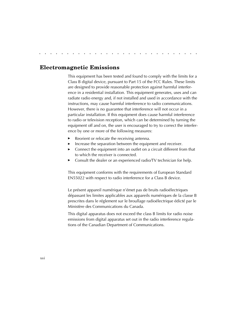 Electromagnetic emissions | Kodak DCS 410 User Manual | Page 16 / 322