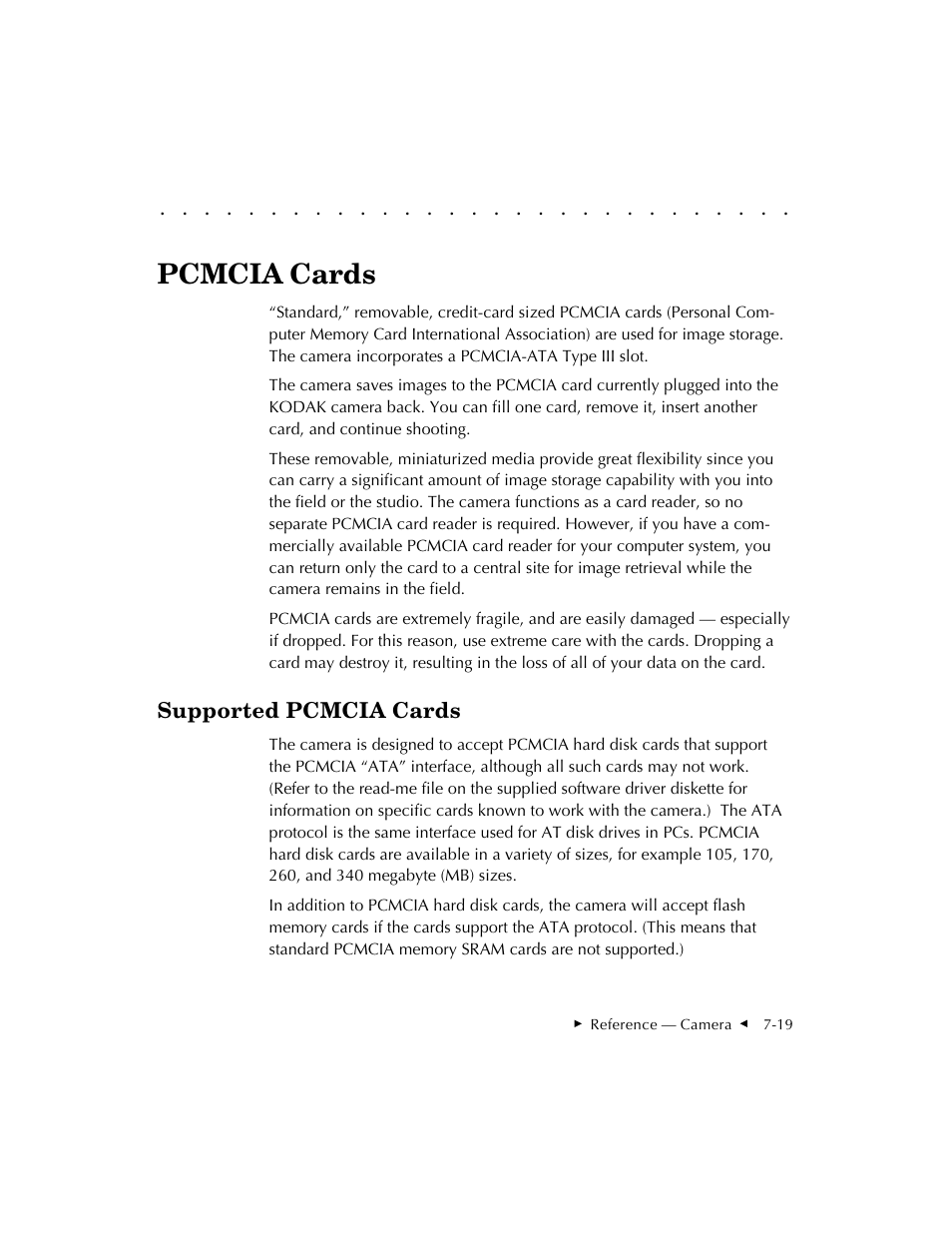 Pcmcia cards | Kodak DCS 410 User Manual | Page 161 / 322