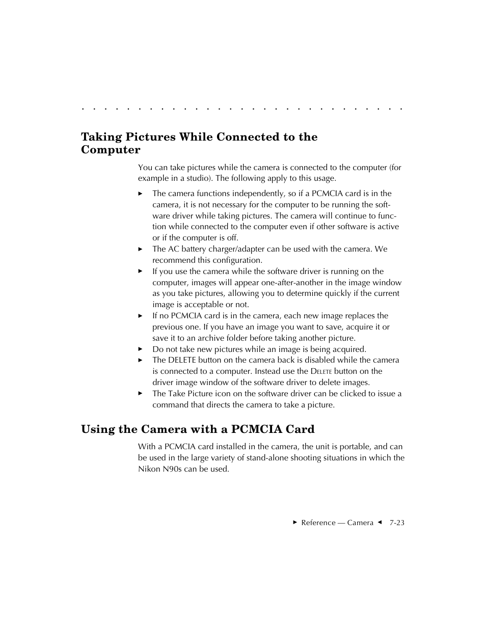 Taking pictures while connected to the computer, Using the camera with a pcmcia card | Kodak DCS 410 User Manual | Page 165 / 322