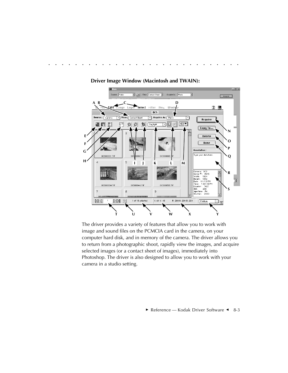 Driver image window (macintosh and twain) | Kodak DCS 410 User Manual | Page 199 / 322