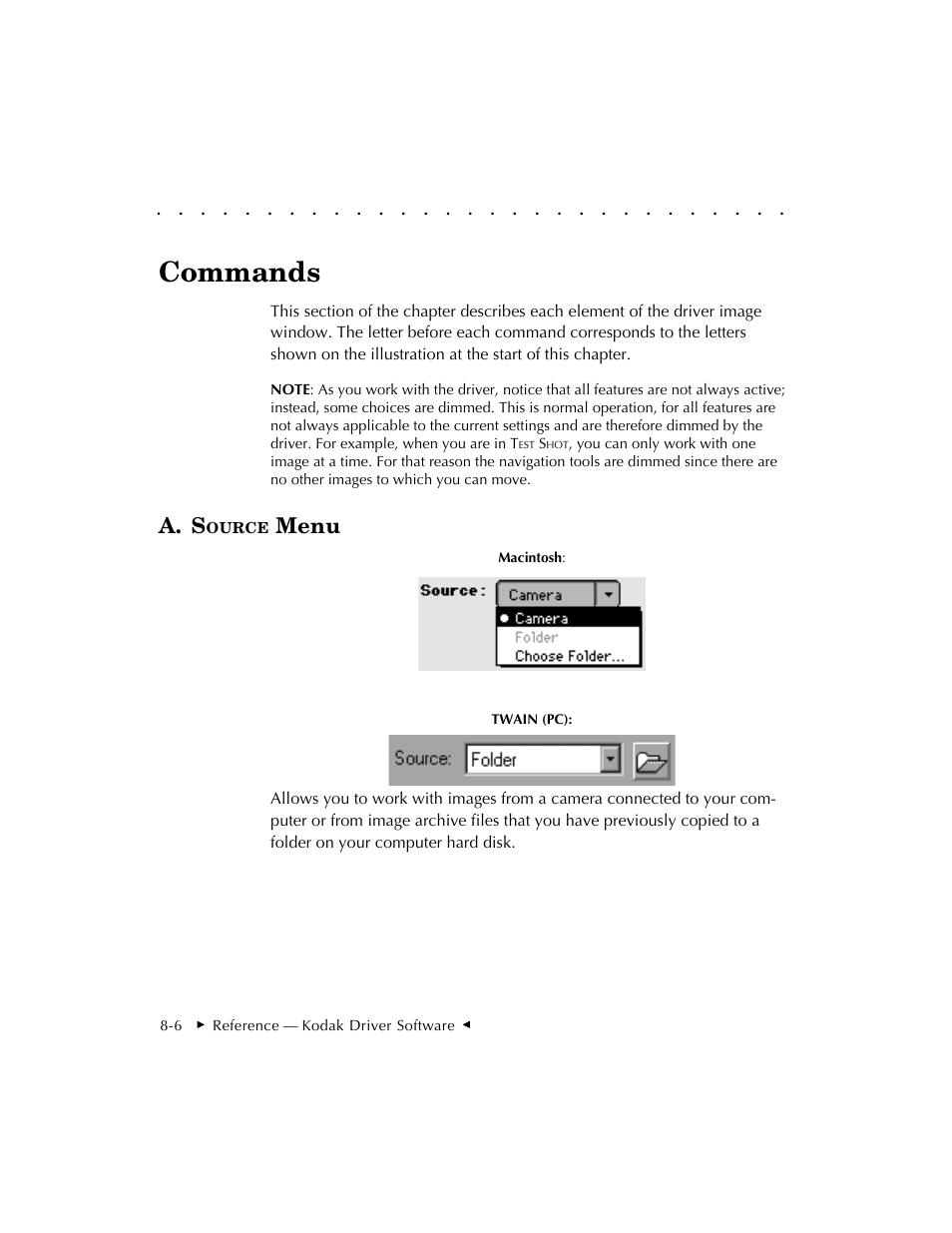 Commands, A. s, Menu | Kodak DCS 410 User Manual | Page 202 / 322