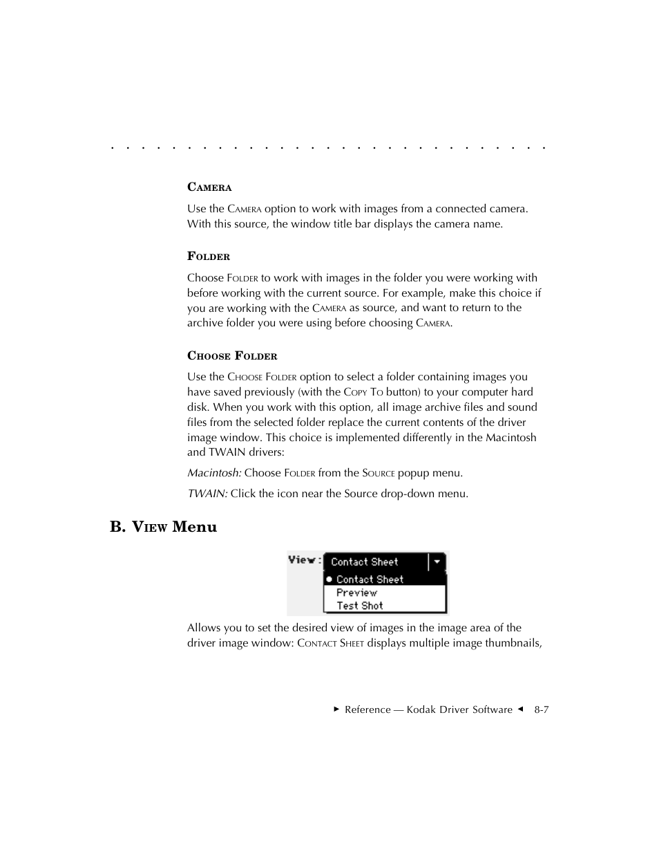 B. v, Menu | Kodak DCS 410 User Manual | Page 203 / 322