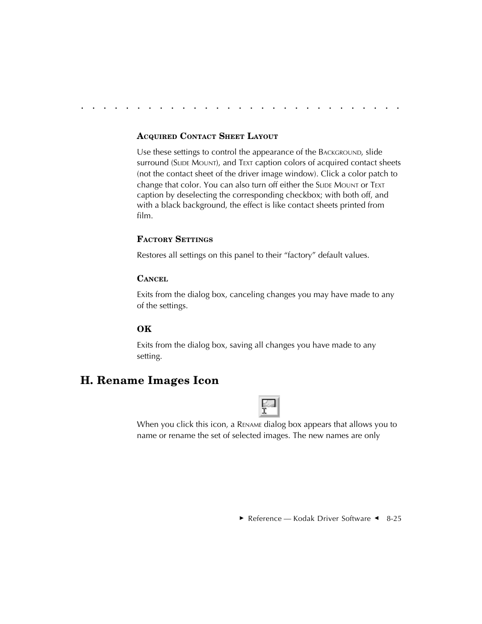 H. rename images icon | Kodak DCS 410 User Manual | Page 221 / 322