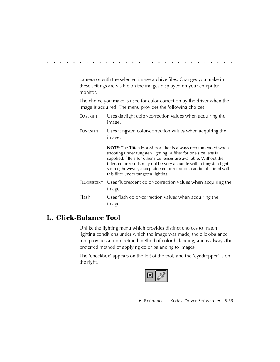 L. click-balance tool | Kodak DCS 410 User Manual | Page 231 / 322