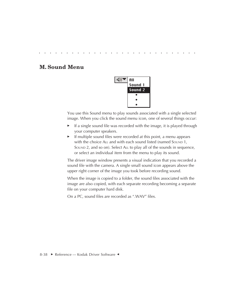 M. sound menu | Kodak DCS 410 User Manual | Page 234 / 322
