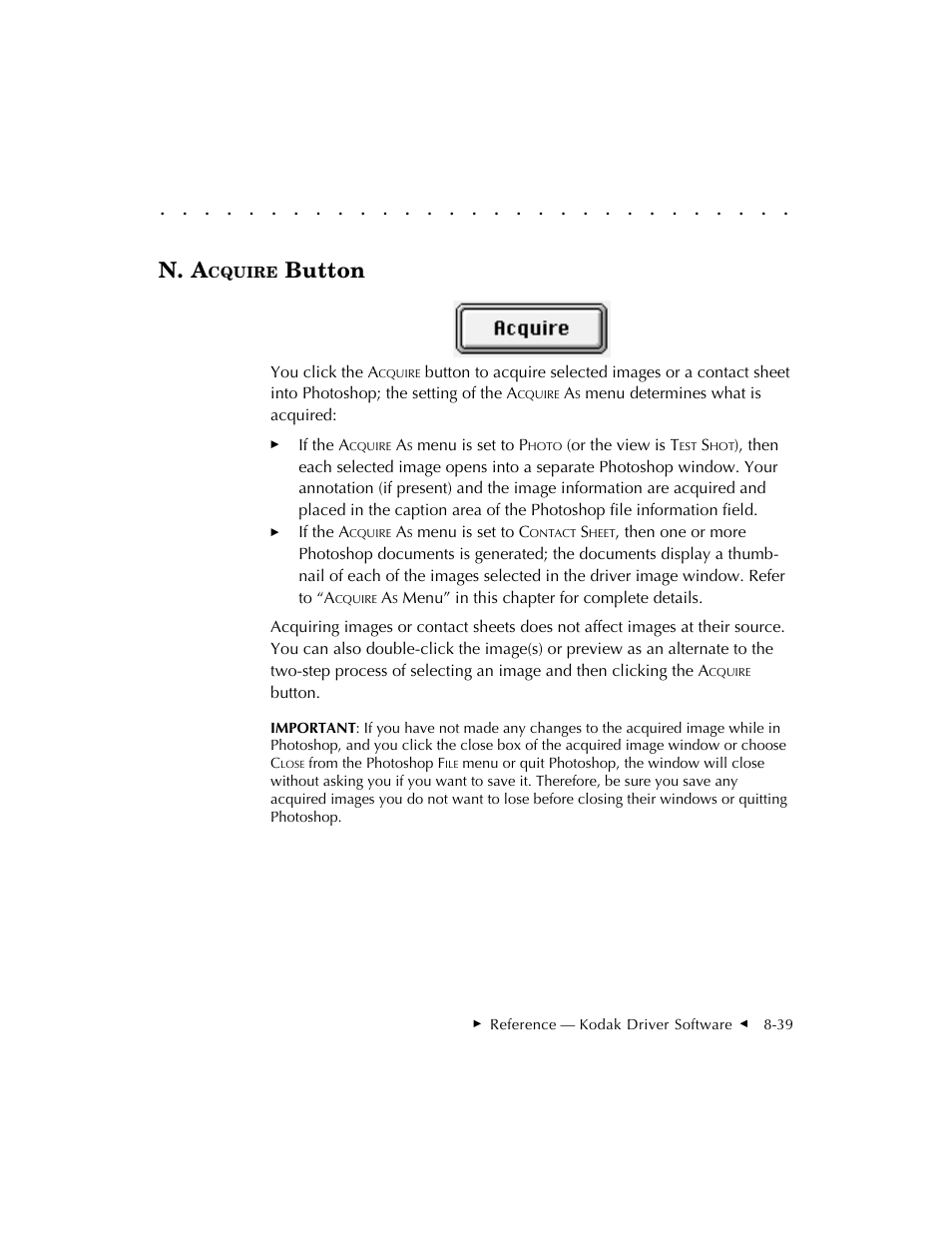 N. a, Button | Kodak DCS 410 User Manual | Page 235 / 322