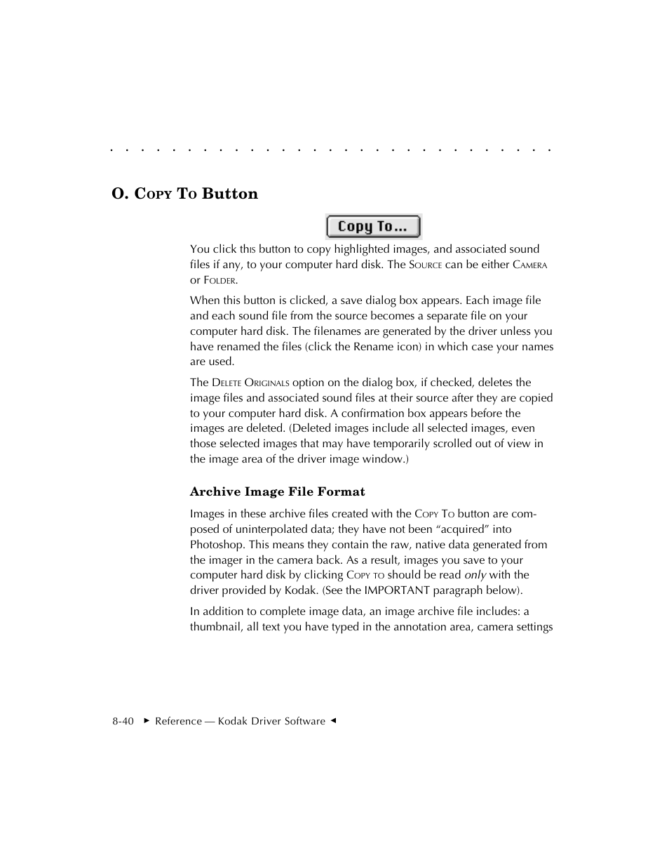 O. c, Button | Kodak DCS 410 User Manual | Page 236 / 322