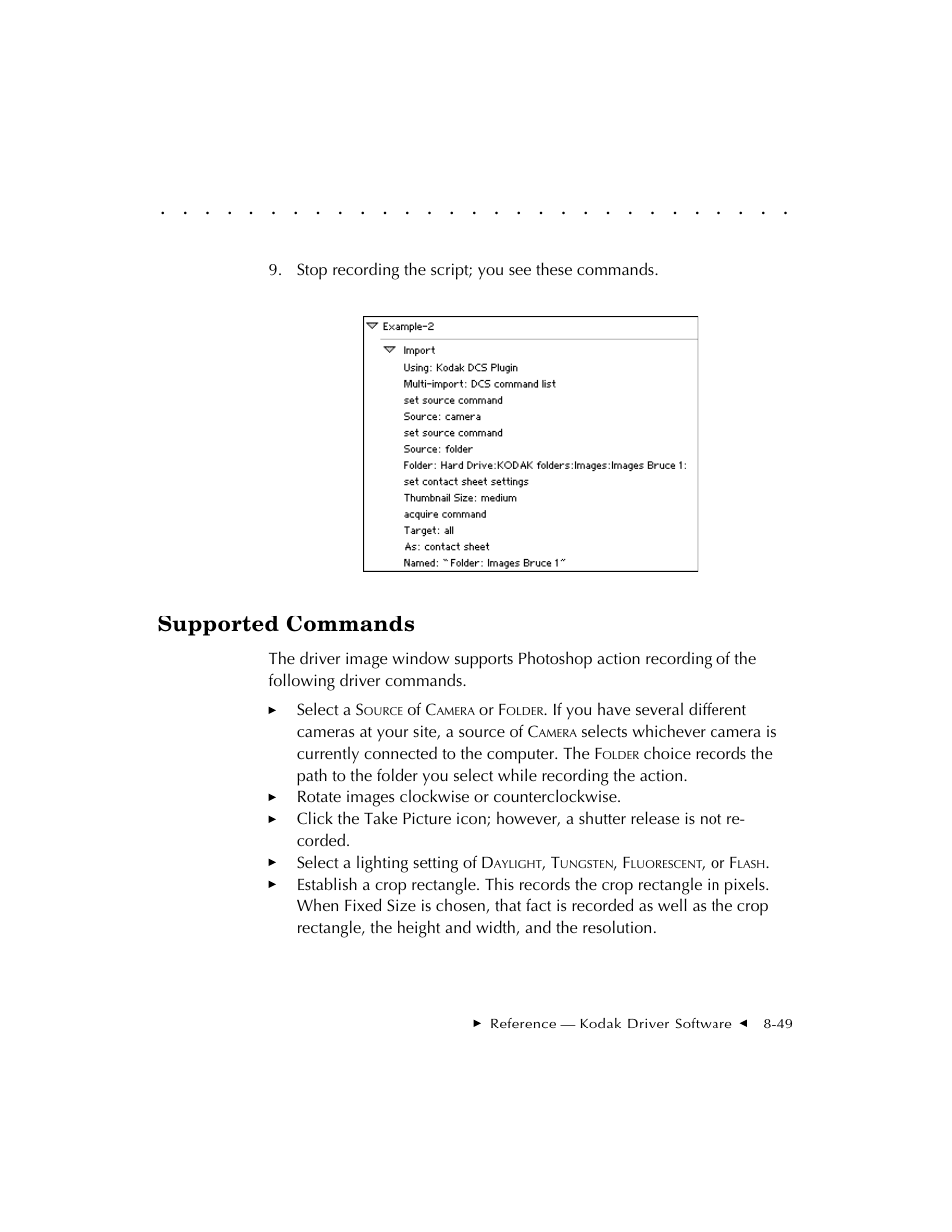 Supported commands | Kodak DCS 410 User Manual | Page 245 / 322