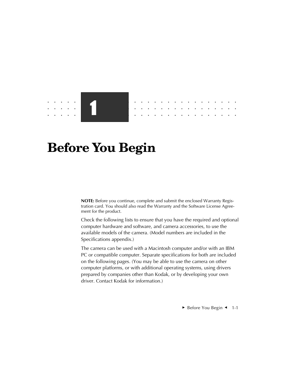 Before you begin | Kodak DCS 410 User Manual | Page 27 / 322