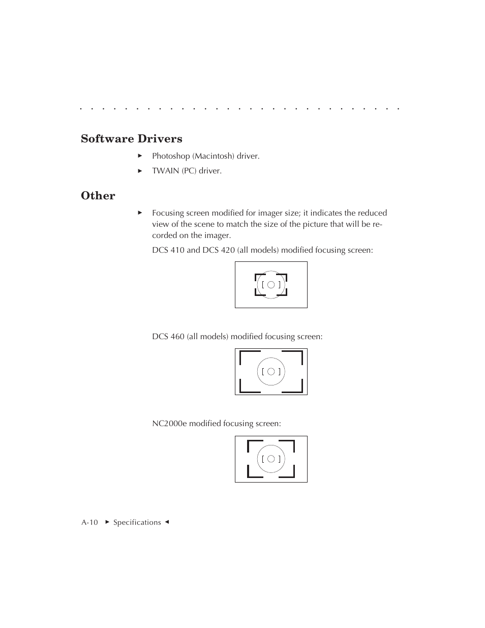 Software drivers, Other | Kodak DCS 410 User Manual | Page 282 / 322