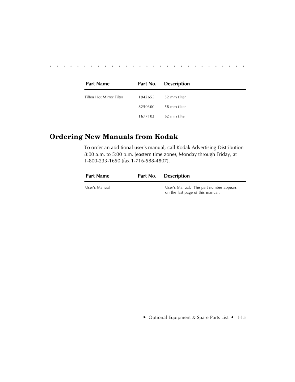 Ordering new manuals from kodak | Kodak DCS 410 User Manual | Page 307 / 322