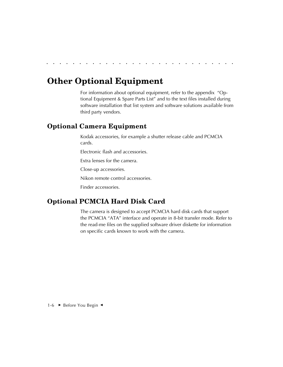 Other optional equipment | Kodak DCS 410 User Manual | Page 32 / 322