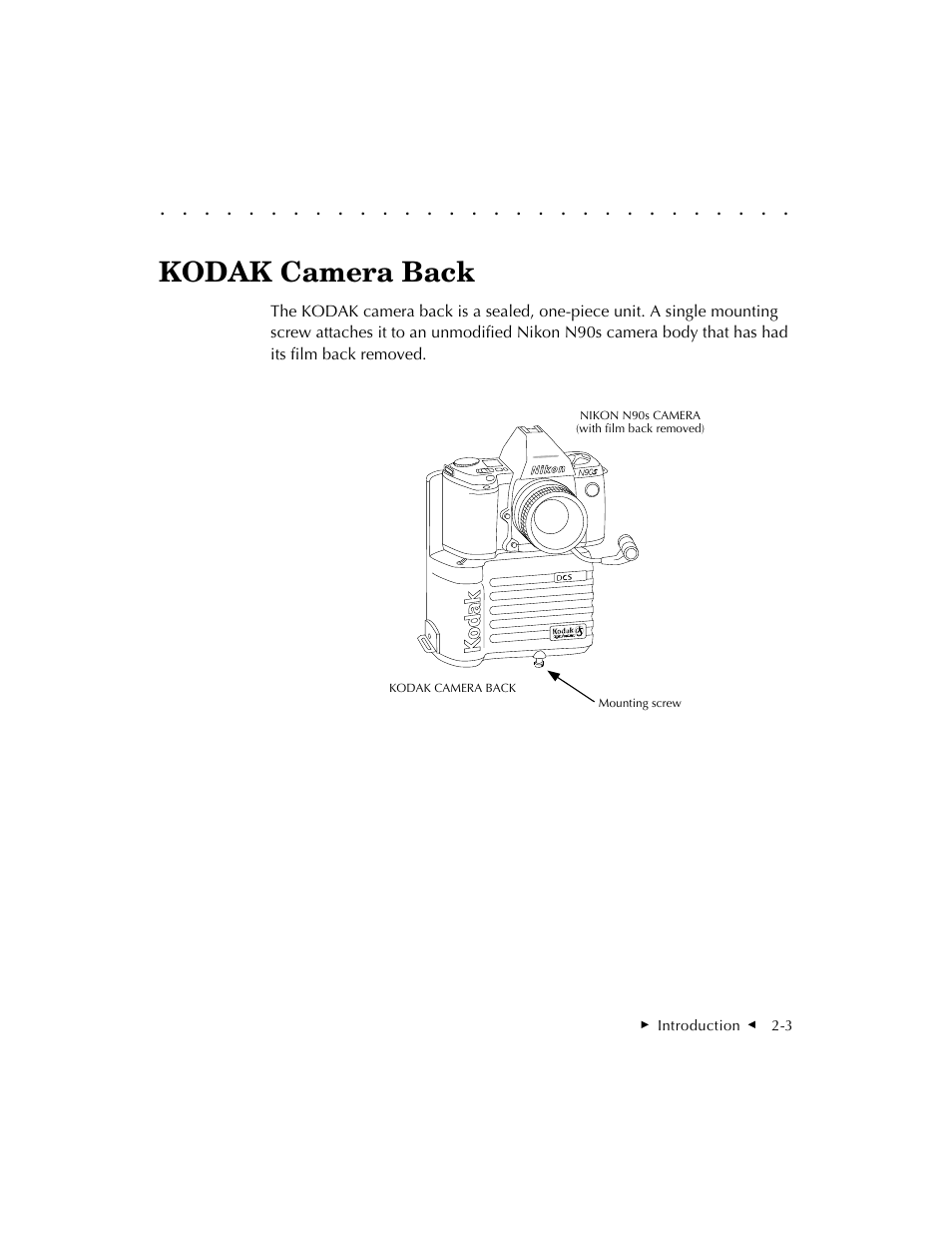 Kodak camera back | Kodak DCS 410 User Manual | Page 35 / 322