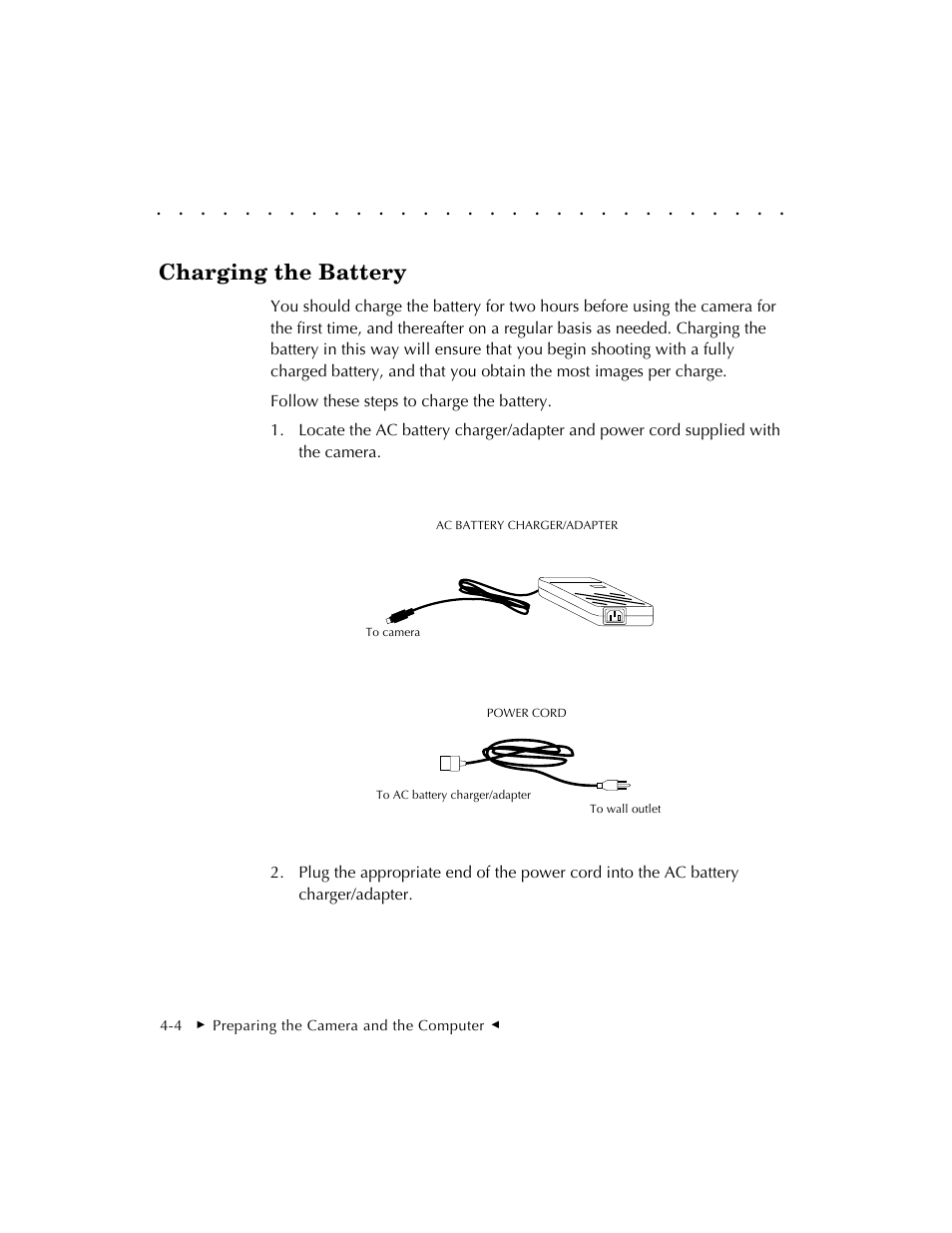 Charging the battery | Kodak DCS 410 User Manual | Page 48 / 322