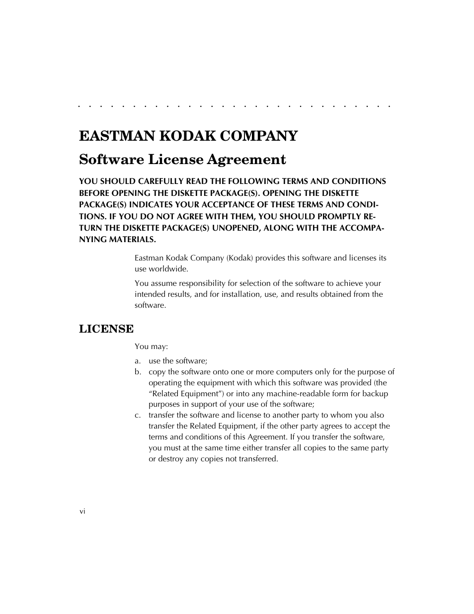 Eastman kodak company software license agreement | Kodak DCS 410 User Manual | Page 6 / 322