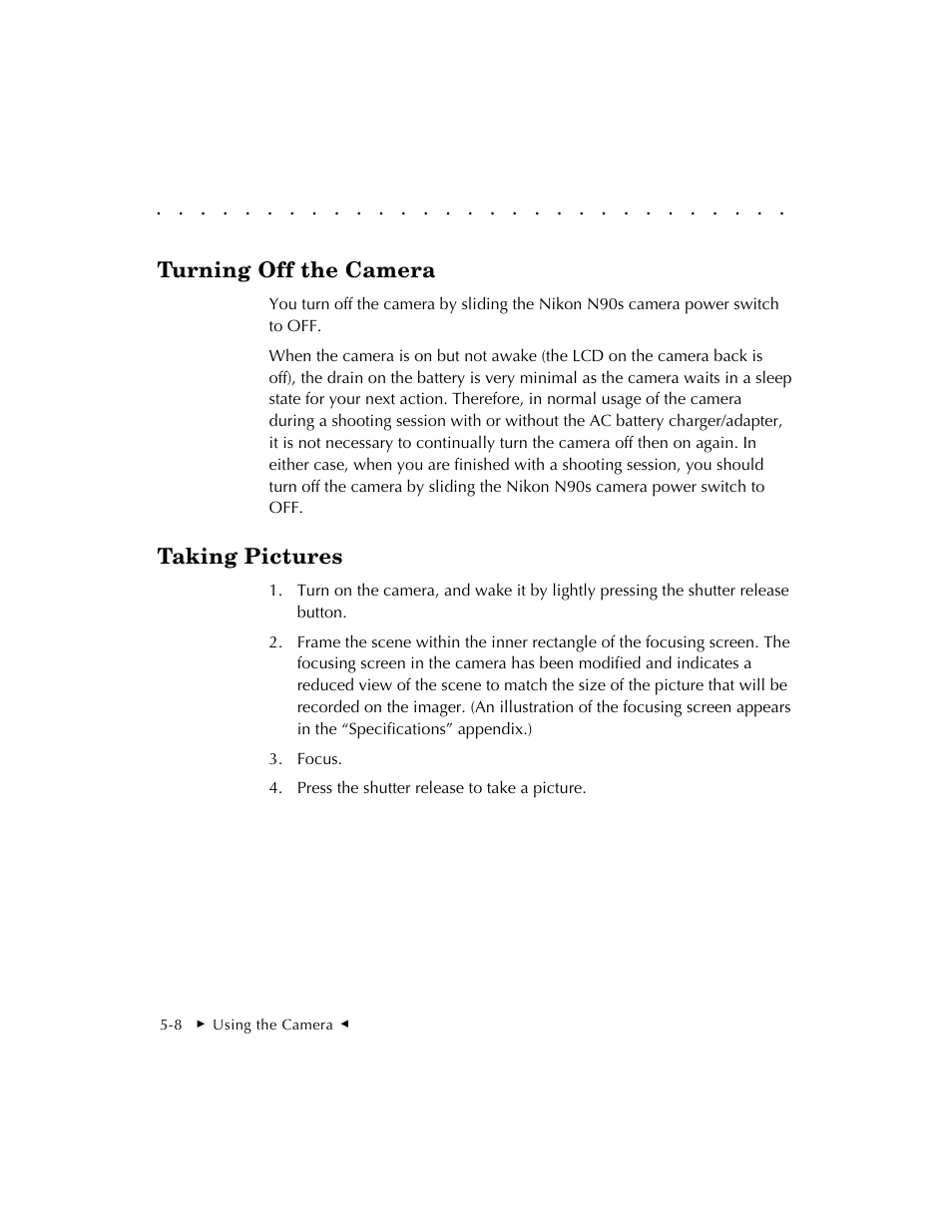 Turning off the camera, Taking pictures | Kodak DCS 410 User Manual | Page 98 / 322
