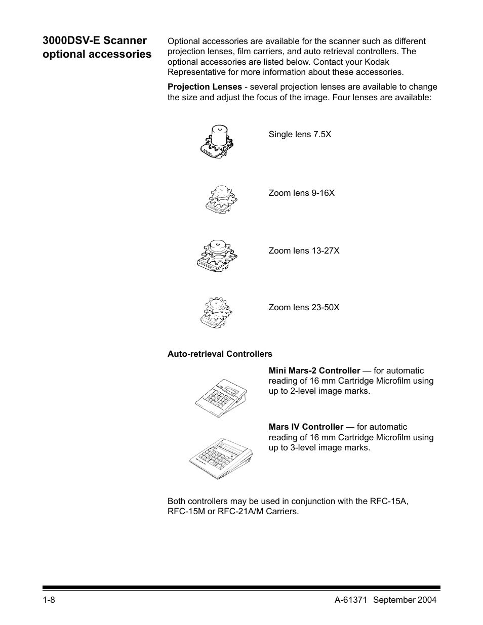 3000dsv-e scanner optional accessories | Kodak 3000DSV-E User Manual | Page 12 / 73