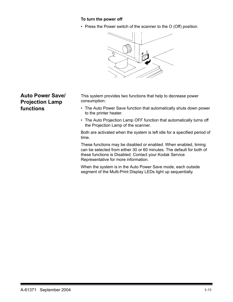 Auto power save/projection lamp functions, Auto power save/ projection lamp functions | Kodak 3000DSV-E User Manual | Page 15 / 73