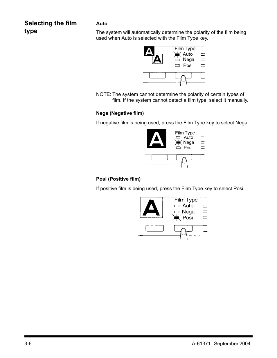 Selecting the film type | Kodak 3000DSV-E User Manual | Page 29 / 73