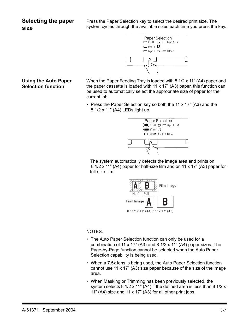 Selecting the paper size, Using the auto paper selection function | Kodak 3000DSV-E User Manual | Page 30 / 73