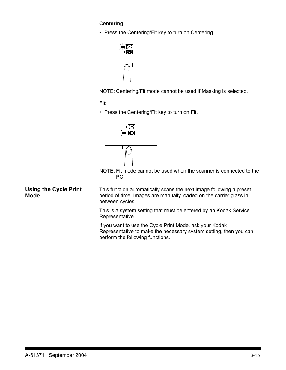 Using the cycle print mode | Kodak 3000DSV-E User Manual | Page 38 / 73