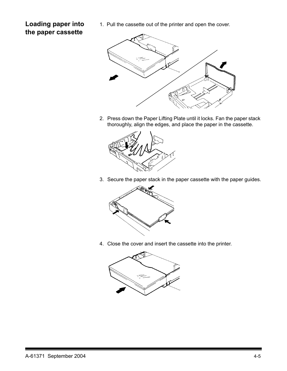 Loading paper into the paper cassette | Kodak 3000DSV-E User Manual | Page 52 / 73