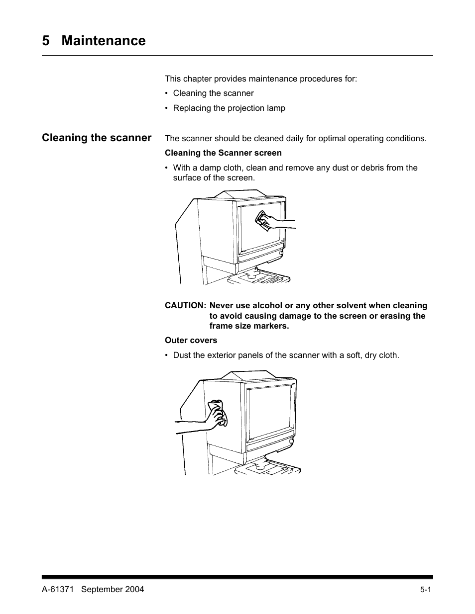 5 maintenance, Cleaning the scanner | Kodak 3000DSV-E User Manual | Page 56 / 73