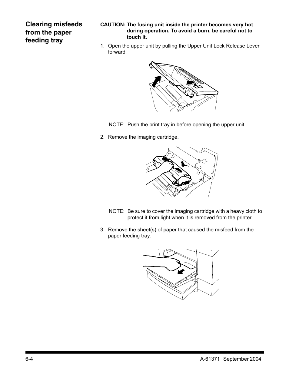 Clearing misfeeds from the paper feeding tray | Kodak 3000DSV-E User Manual | Page 63 / 73