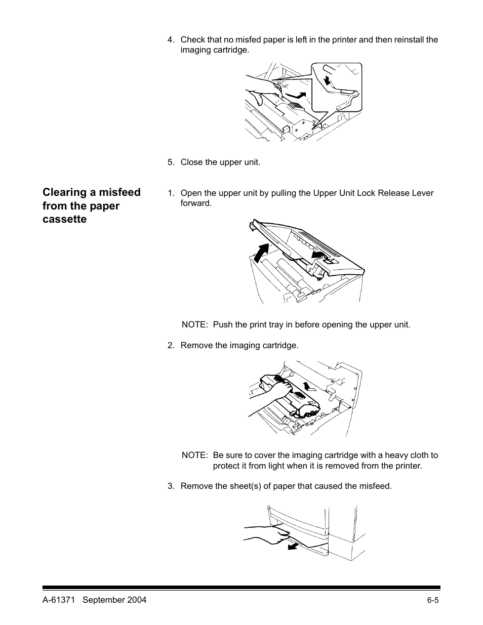 Clearing a misfeed from the paper cassette | Kodak 3000DSV-E User Manual | Page 64 / 73