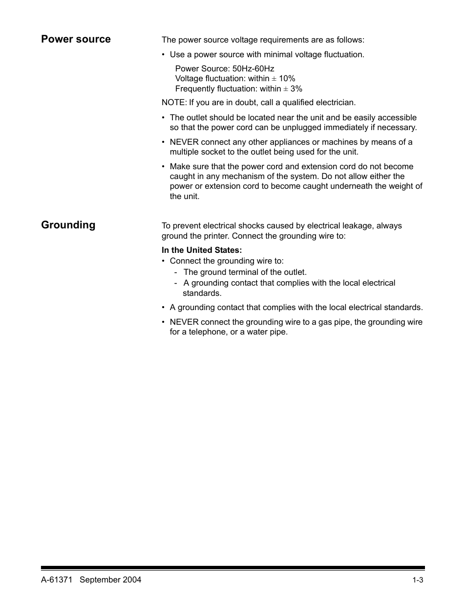 Power source, Grounding | Kodak 3000DSV-E User Manual | Page 7 / 73