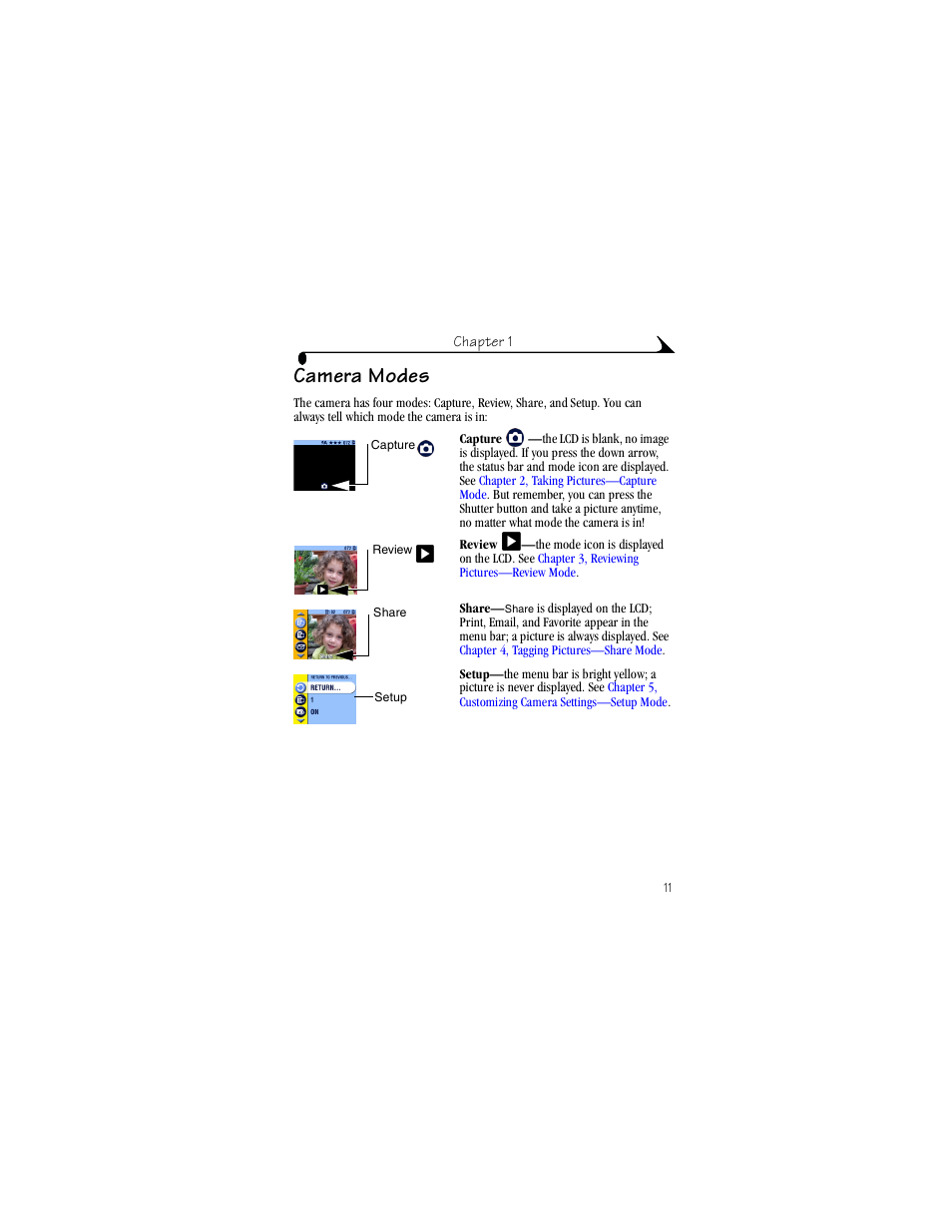 Camera modes | Kodak CX4230 User Manual | Page 19 / 108
