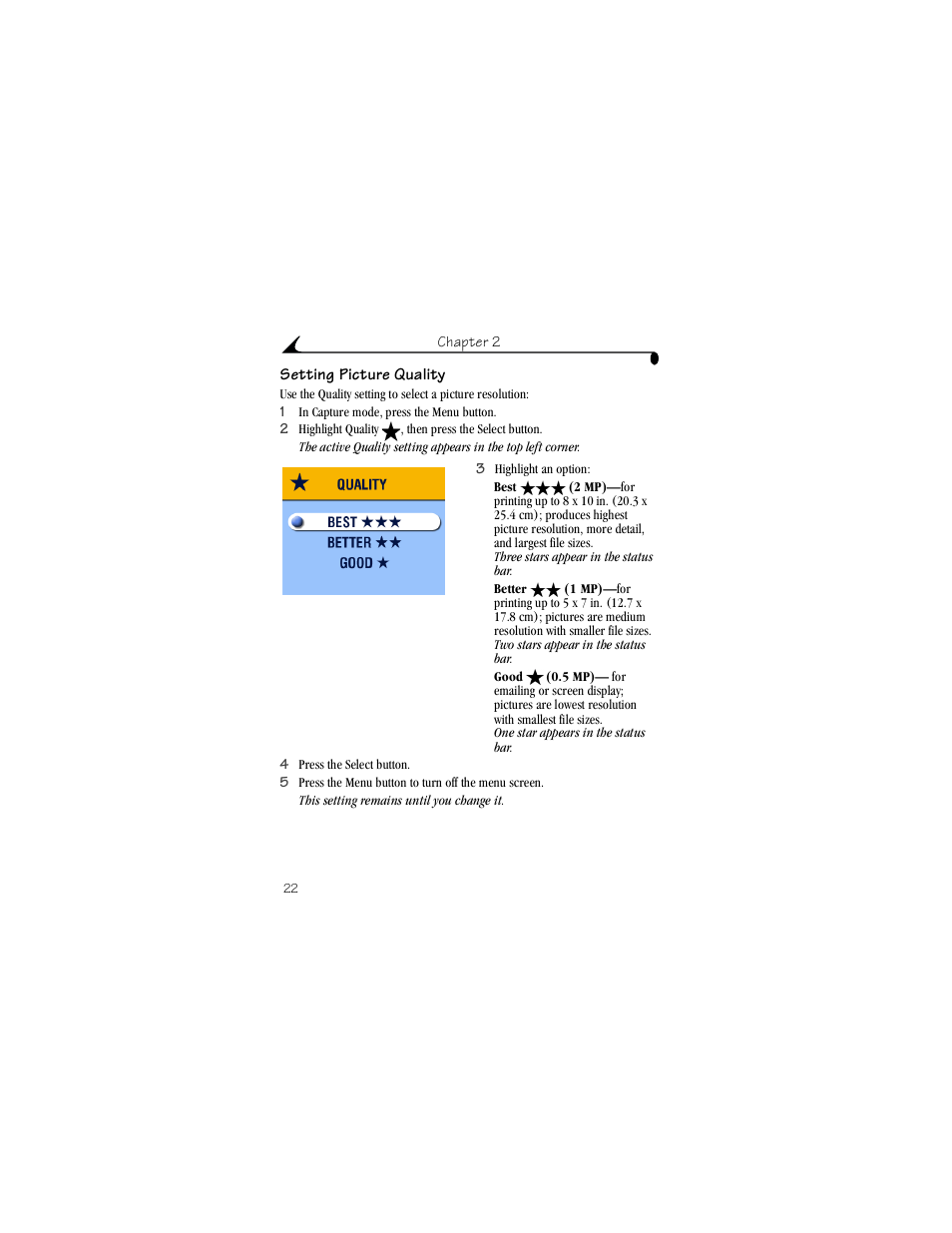 Setting picture quality | Kodak CX4230 User Manual | Page 30 / 108