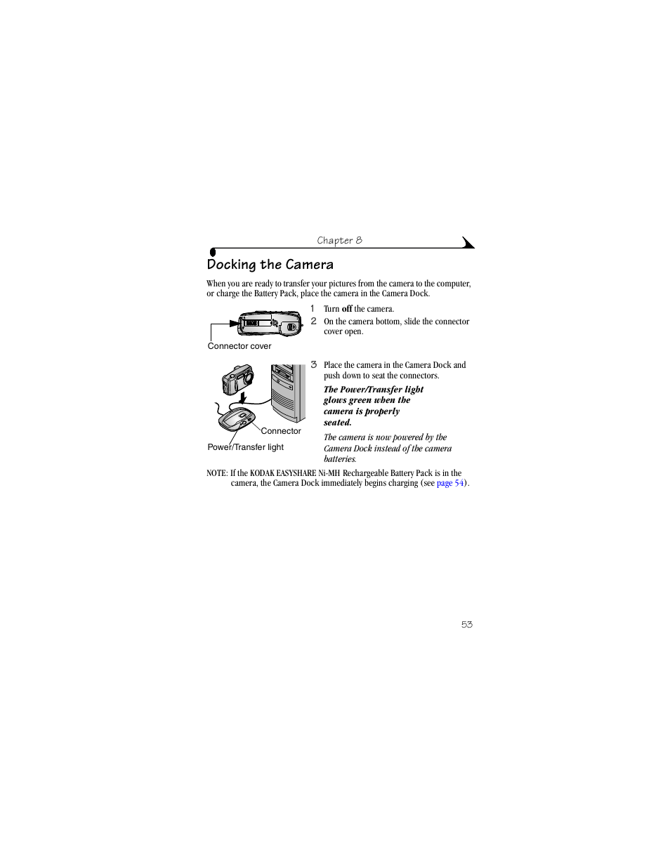 Docking the camera | Kodak CX4230 User Manual | Page 61 / 108