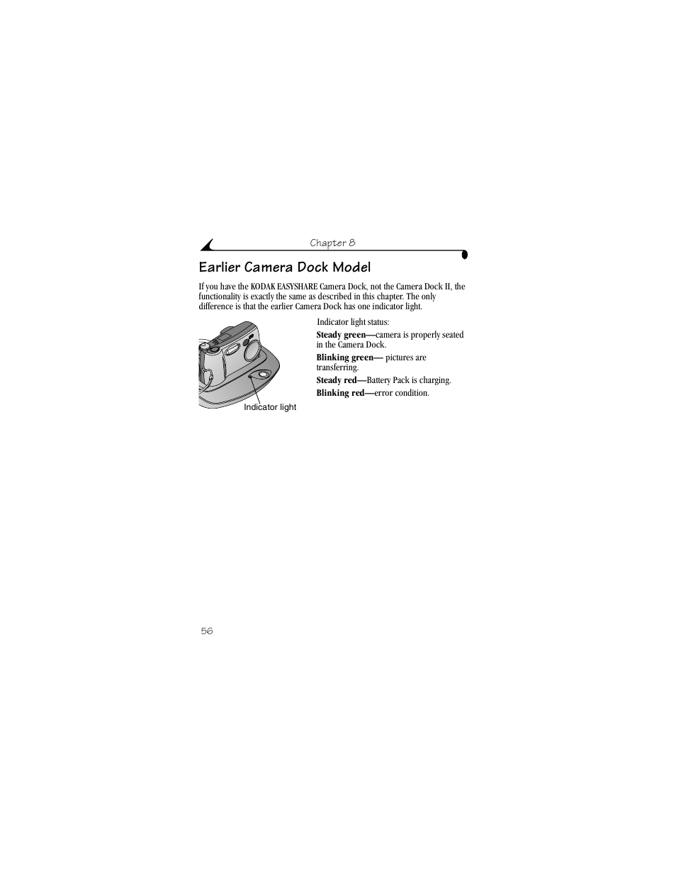 Earlier camera dock model | Kodak CX4230 User Manual | Page 64 / 108