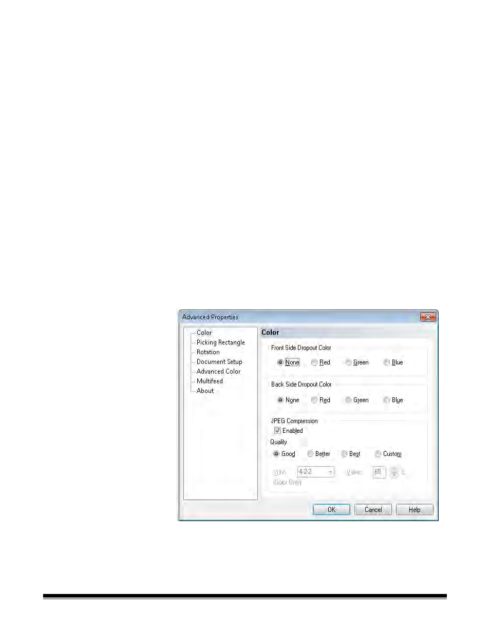 Advanced properties dialog box | Kodak 9090DC User Manual | Page 42 / 98