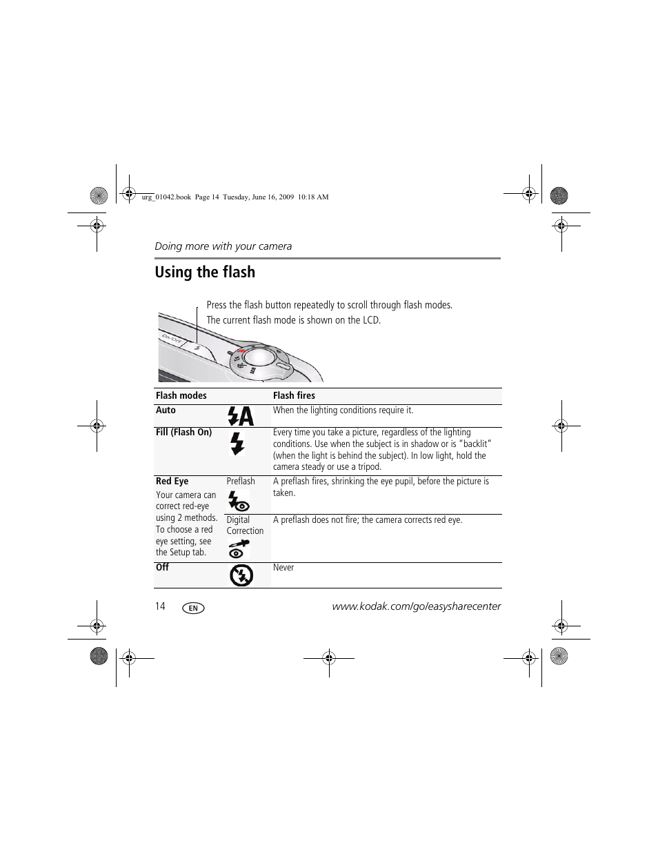 Using the flash | Kodak C182 User Manual | Page 14 / 26