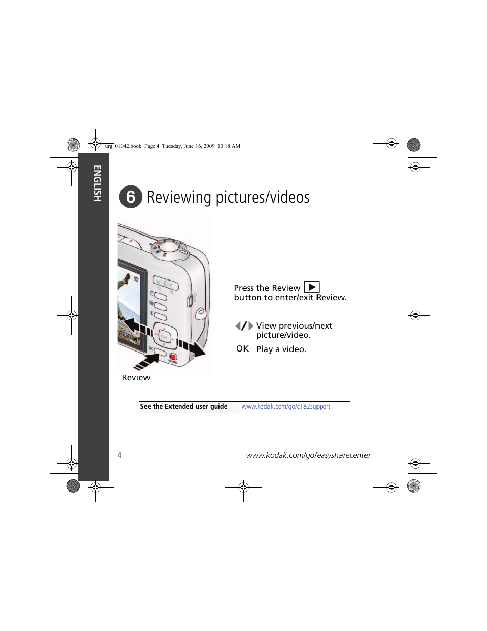 Reviewing pictures/videos | Kodak C182 User Manual | Page 4 / 26