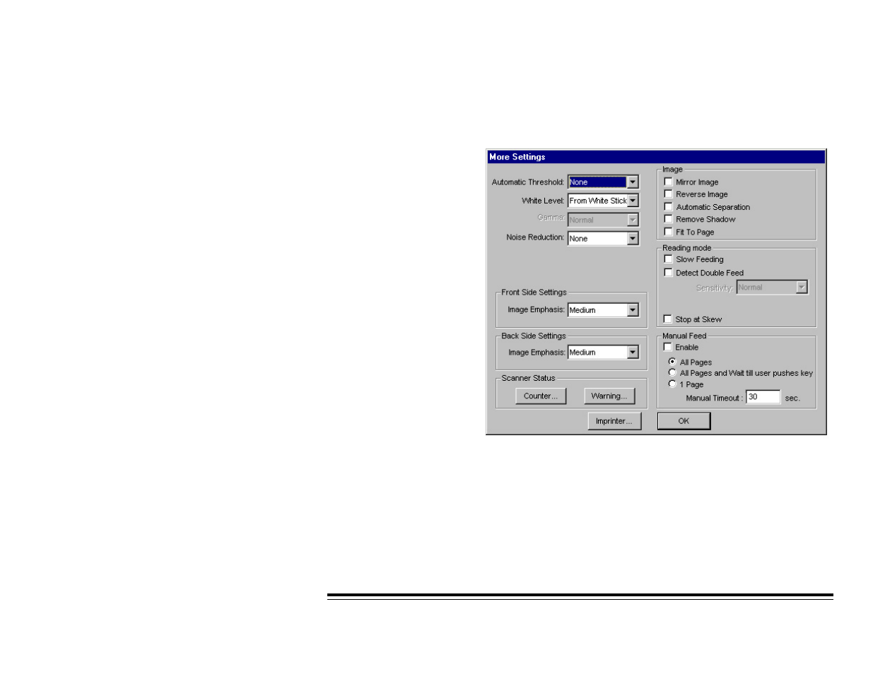 More settings dialog box, For the scanner 1500 | Kodak 2500 User Manual | Page 57 / 74