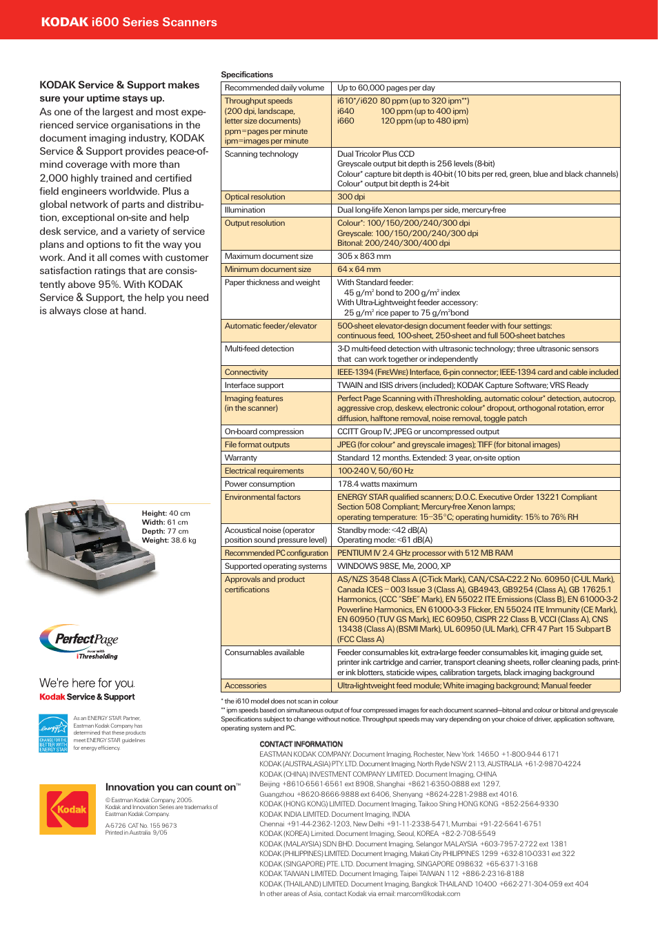 Kodak i600 series scanners, Innovation you can count on | Kodak i600 Series User Manual | Page 4 / 4